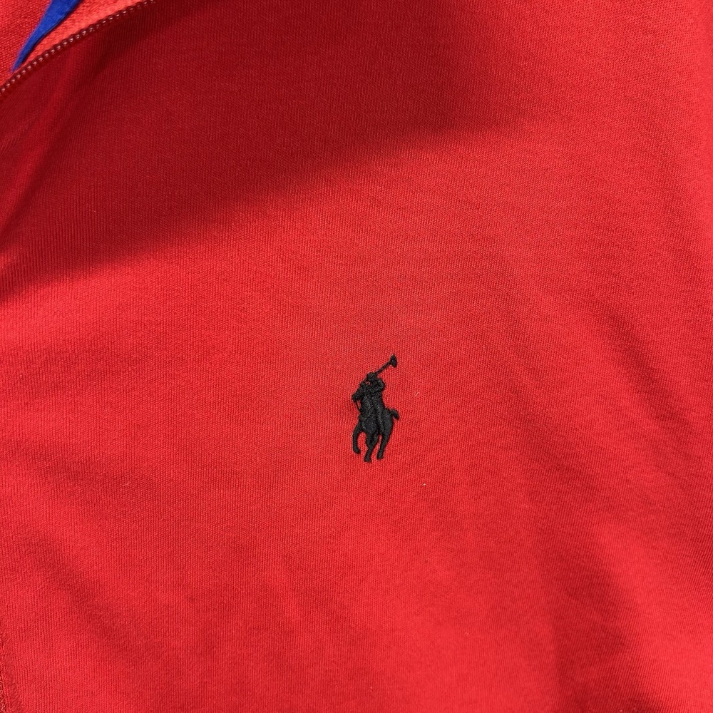 Polo Ralph Lauren Track Jacket Mens L Red Full‎ Zip Long Sleeve Fleece Pony - Picture 6 of 10